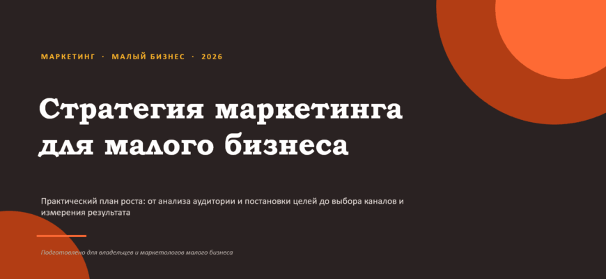 Презентация Стратегия маркетинга для малого бизнеса